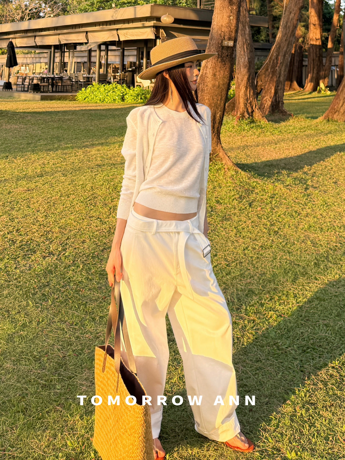 TOMORROW ANN Spring 2026 Elegant Straight-Leg Casual Pants with Belt - Slimming Loose Fit Trousers