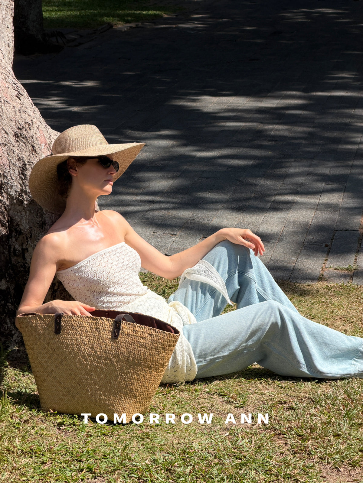 TOMORROW ANN Spring 2026 High-Waist Loose Wide-Leg Casual Washed Jeans